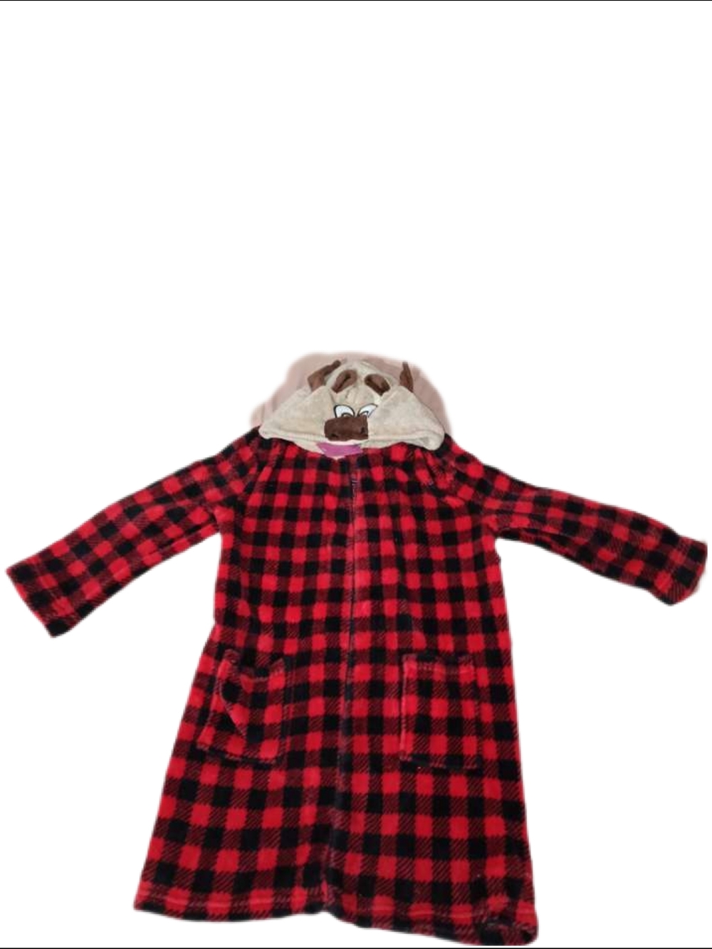 Cat & Jack Red and Black Plaid Hooded Fleece Robe